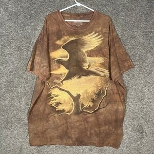 The Mountain Eagle‎ Graphic T Shirt Brown Tie Dye Short Sleeve 3XL Mens